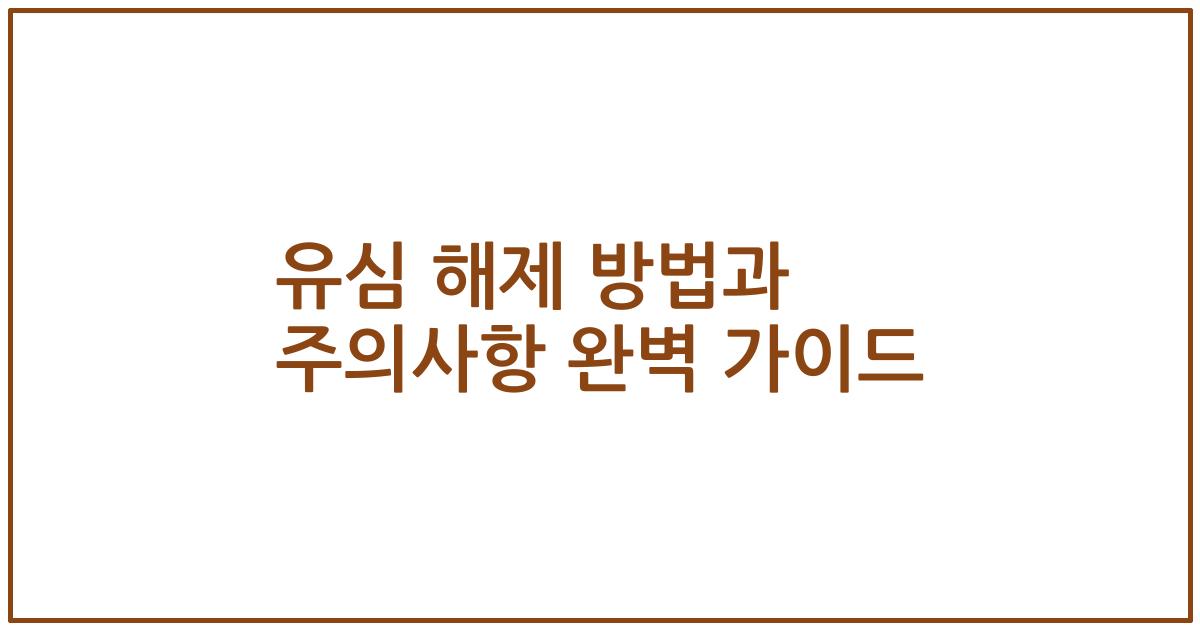 유심 해제 방법과 주의사항 완벽 가이드