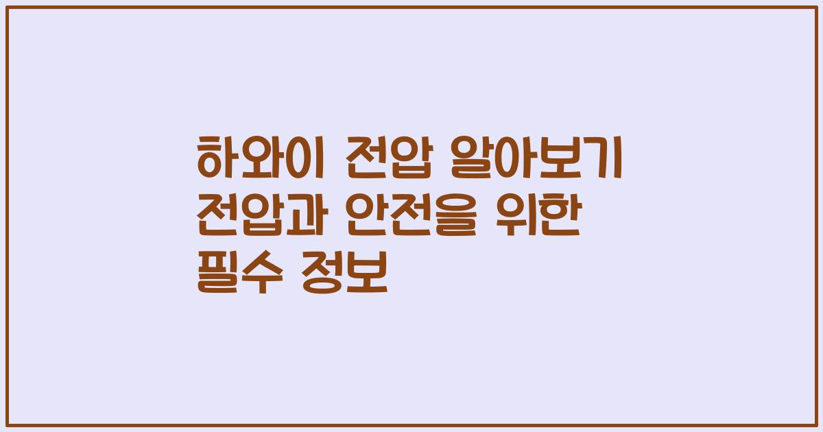 하와이 전압 알아보기 전압과 안전을 위한 필수 정보