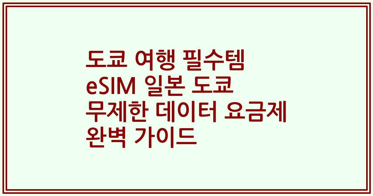 도쿄 여행 필수템 eSIM 일본 도쿄 무제한 데이터 요금제 완벽 가이드
