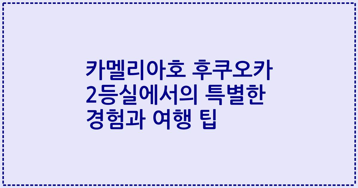 카멜리아호 후쿠오카 2등실에서의 특별한 경험과 여행 팁